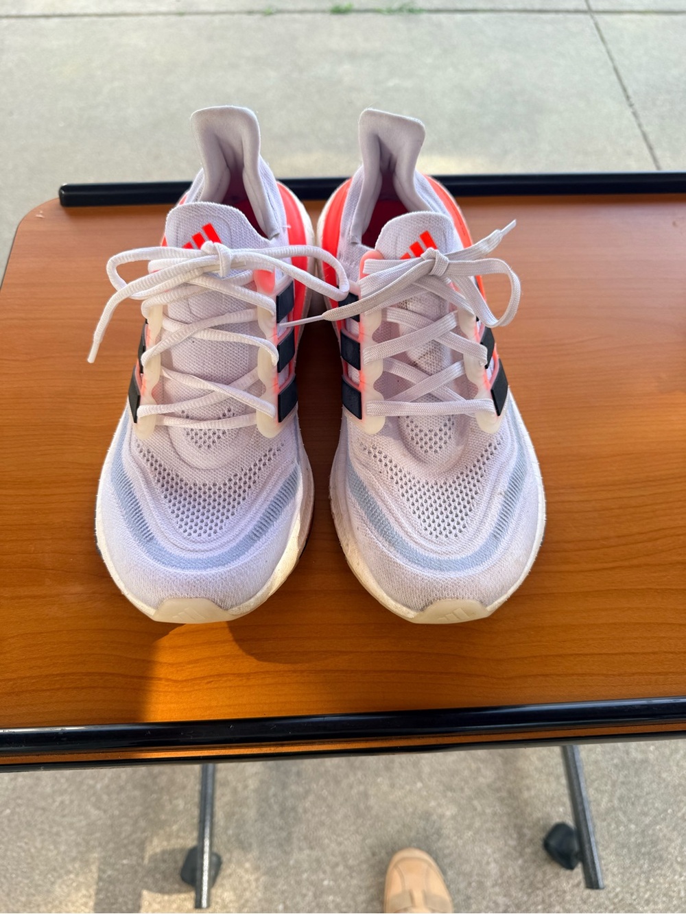 Adidas Ultraboost Light Running Shoes White Solar Red Black size 9.5